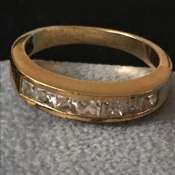 Gold CZ Band Stackable Ring 9 - Picture 3 of 9